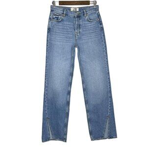 We The Free Blue Straight Leg Jeans with Split Hem